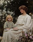 Famous Portrait Paintings - Portrait of a mother and daughter reading a book